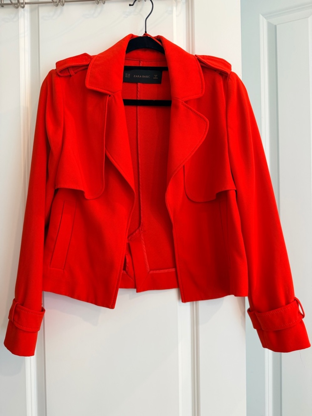 Zara Bright Red Cropped Trench Coat